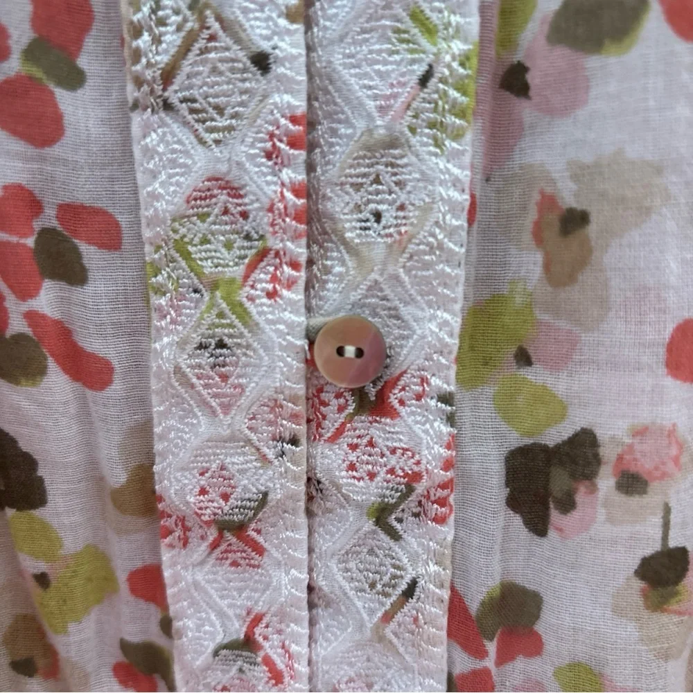 J. Jill Floral Peasant Blouse in Pink, Olive & Coral - Picture 9 of 14